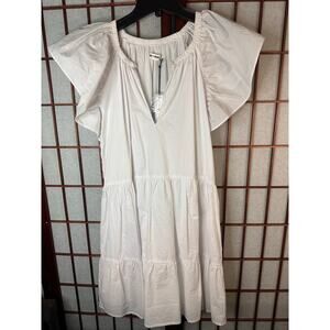 Day + Moon LWD Cotton blend white dress small short mini bridal, bachelorette